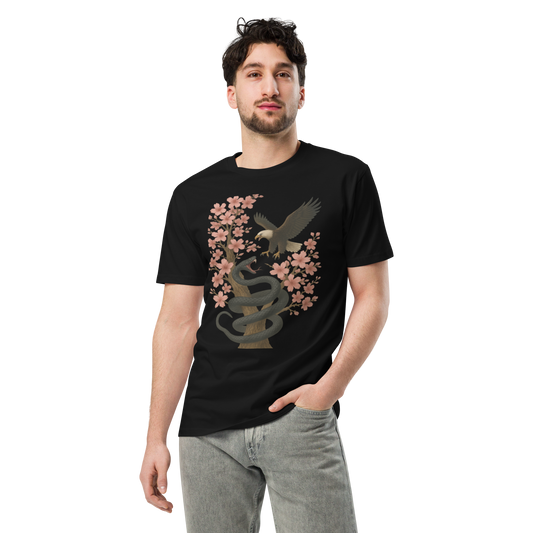 Serpent Way of the Wise – Graphic Tee for Men and Women, Eagle and Snake Symbolic Streetwear, Tattoo-Inspired Apparel with Philosophical Design