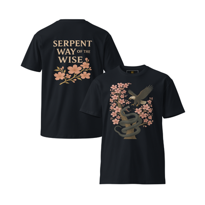 Serpent Way of the Wise – Graphic Tee for Men and Women, Eagle and Snake Symbolic Streetwear, Tattoo-Inspired Apparel with Philosophical Design