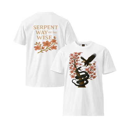 Serpent Way of the Wise – Graphic Tee for Men and Women, Eagle and Snake Symbolic Streetwear, Tattoo-Inspired Apparel with Philosophical Design