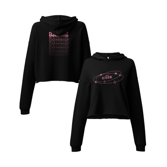 Your Baddie – Cropped Cotton Hoodie for Women, Pink Graphic Streetwear with Cosmic Vibes and Confident Girl Aesthetic, Soft Urban Loungewear for Empowered Style
