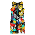 Rebel Canvas – Cotton Bodycon Streetwear Dress for Women, Graffiti-Inspired Urban Art Style with Bold Painted Graphic and Downtown Edge