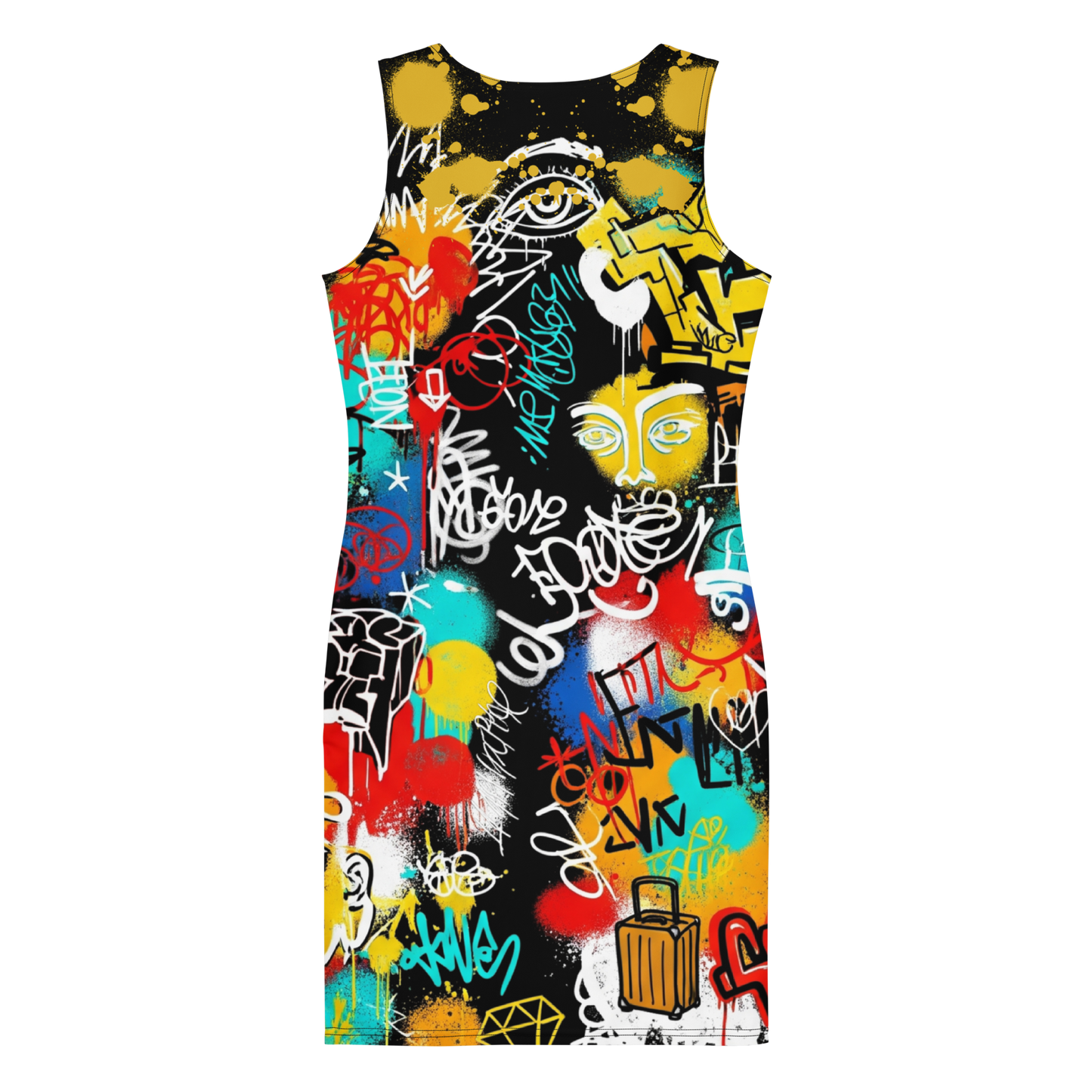 Rebel Canvas – Cotton Bodycon Streetwear Dress for Women, Graffiti-Inspired Urban Art Style with Bold Painted Graphic and Downtown Edge