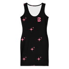 Baddie Sparkle Dress Black – Glam Cotton Bodycon for Women, Curve-Hugging Party Outfit with Sparkle Typography and Main Character Energy