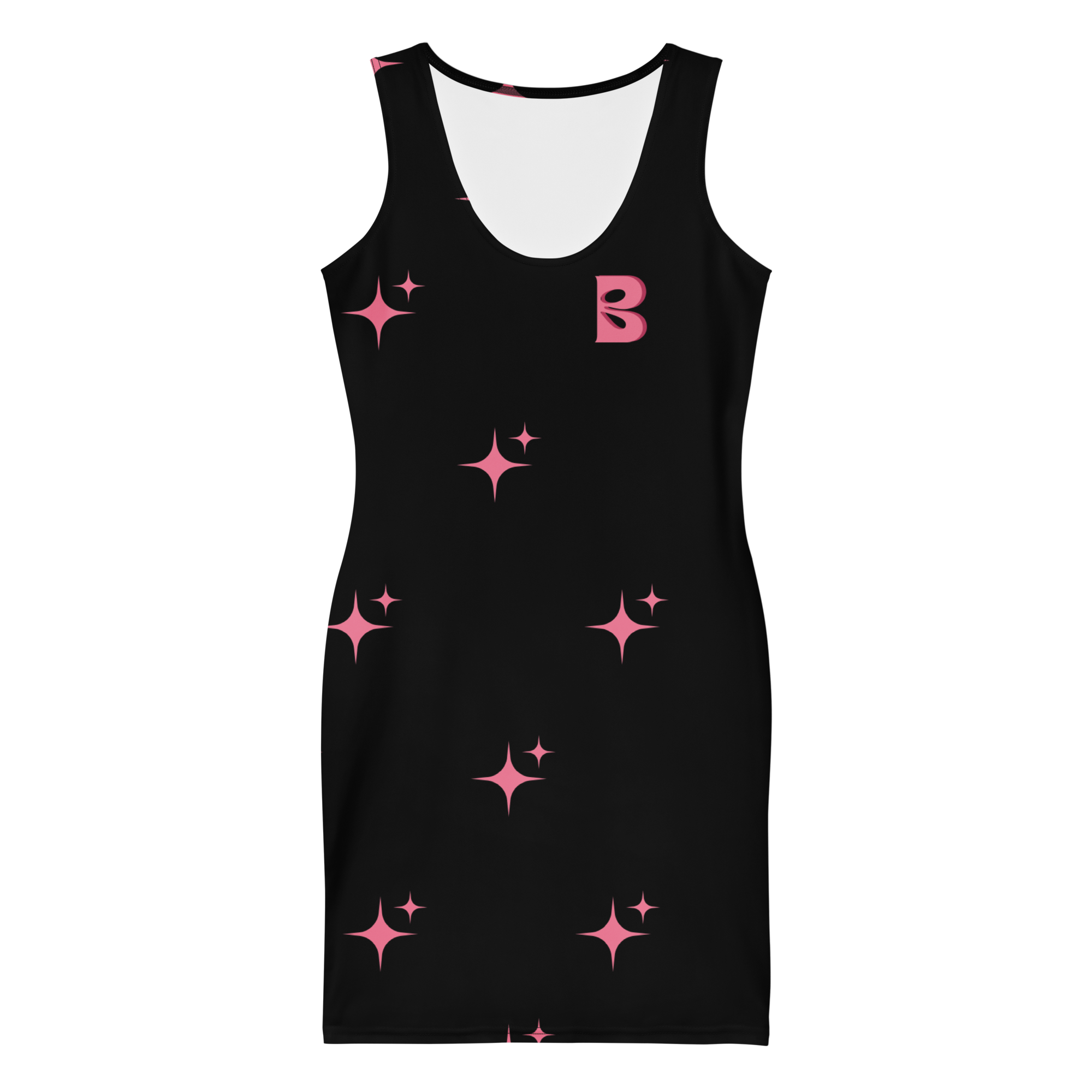Baddie Sparkle Dress Black – Glam Cotton Bodycon for Women, Curve-Hugging Party Outfit with Sparkle Typography and Main Character Energy