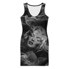 Smokey Icon – Vintage-Inspired Cotton Bodycon Dress for Women, Grayscale Hollywood Glamour with Retro Cinematic Style and Timeless Elegance