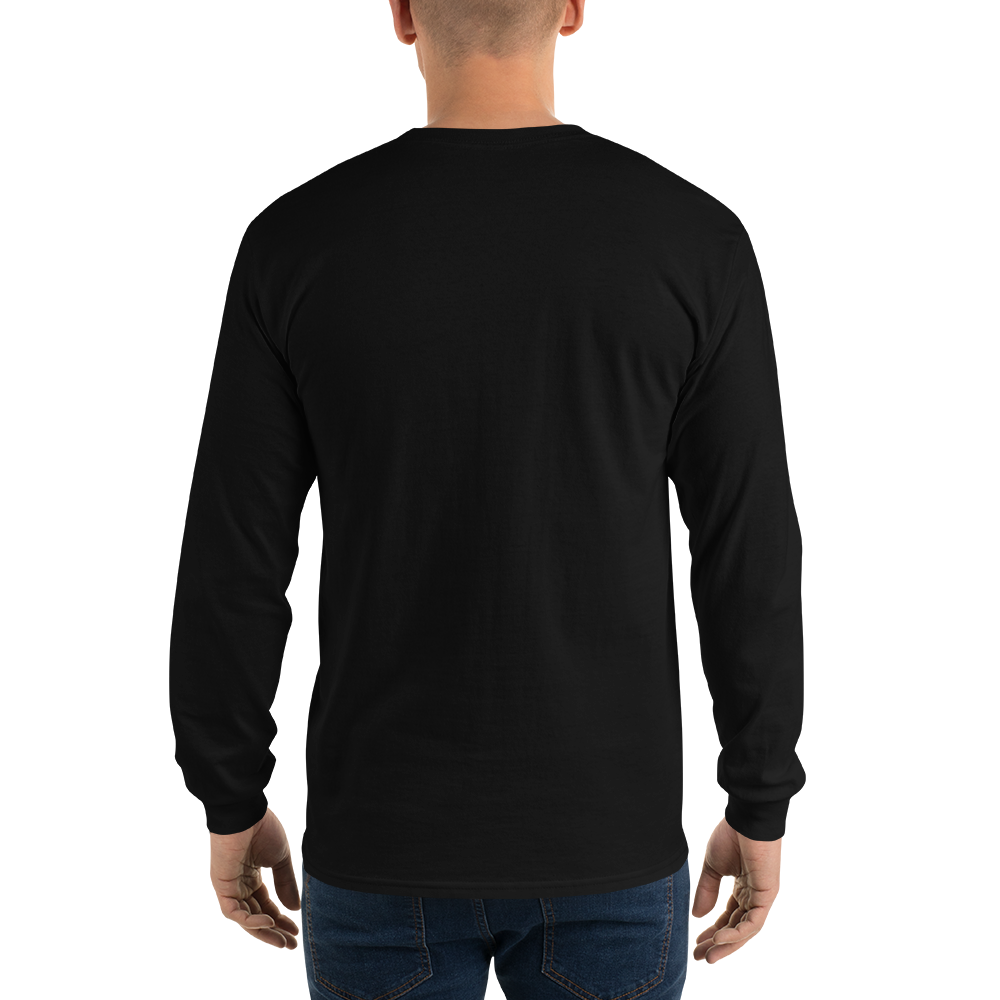 Grave to Glory – Men’s Cotton Long Sleeve Shirt with Angel Skeleton Graphic, Gothic Resurrection Streetwear for Emotional Healing and Grunge Revival Style