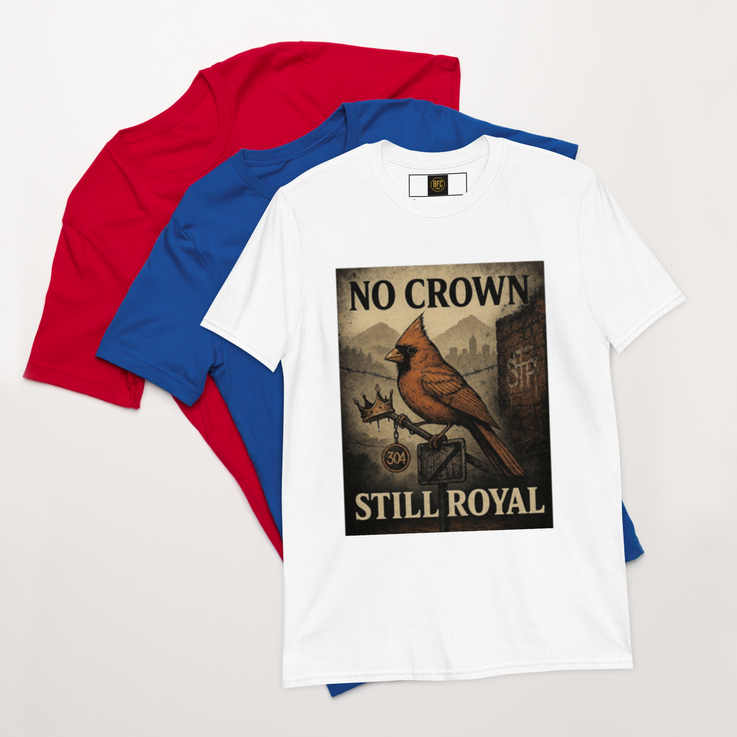 No Crown, Still Royal (Cardinal Bird) – Black Pride Cotton T-Shirt, Cardinal Graphic Streetwear for Men and Women, Urban 304 Culture Resilience Tee