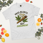 Pass Blunts, Not Judgement – Bold Cotton Cannabis Lifestyle Shirt, 420 Streetwear Graphic Tee, Weed Advocacy Urban Apparel with Stoner Humor