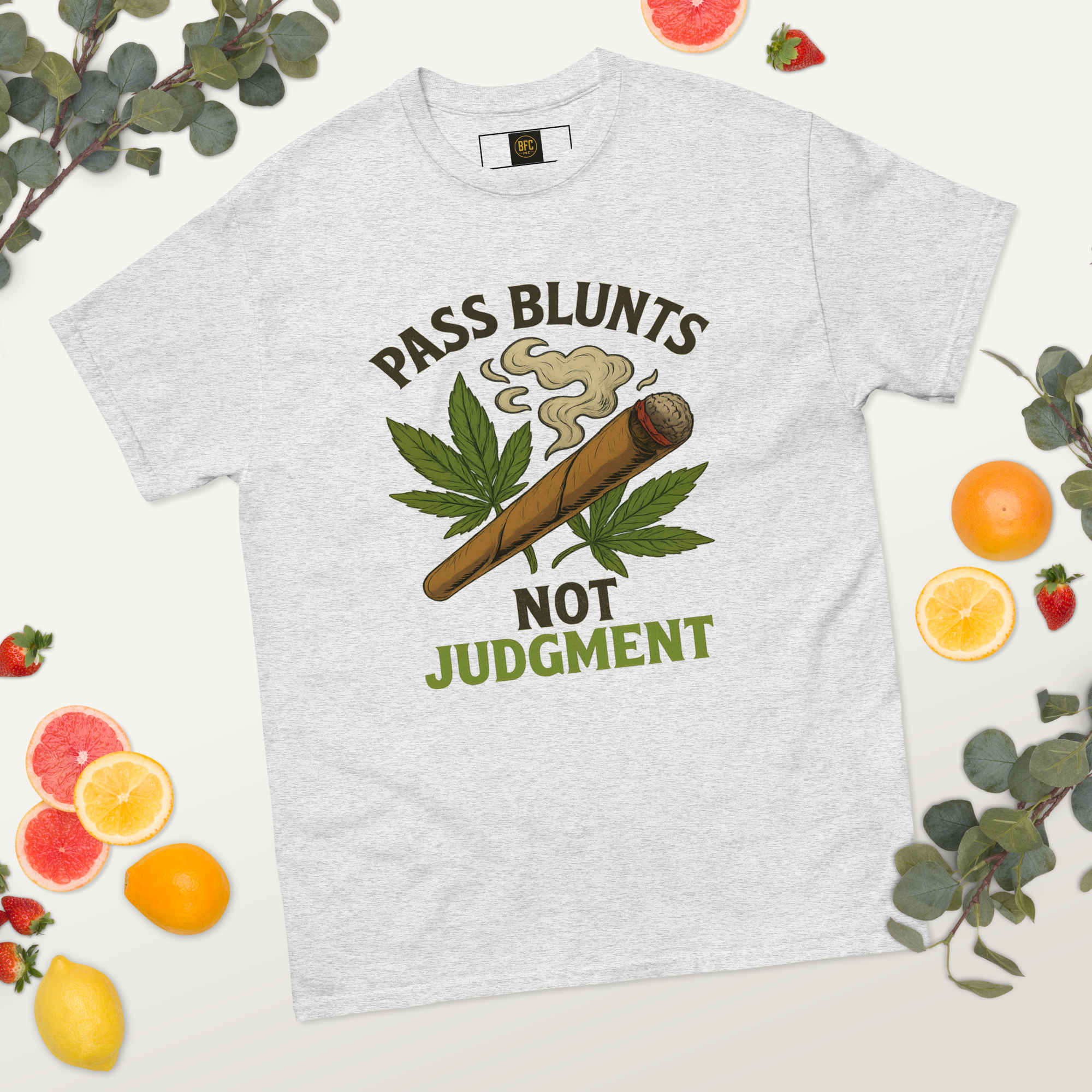 Pass Blunts, Not Judgement – Bold Cotton Cannabis Lifestyle Shirt, 420 Streetwear Graphic Tee, Weed Advocacy Urban Apparel with Stoner Humor