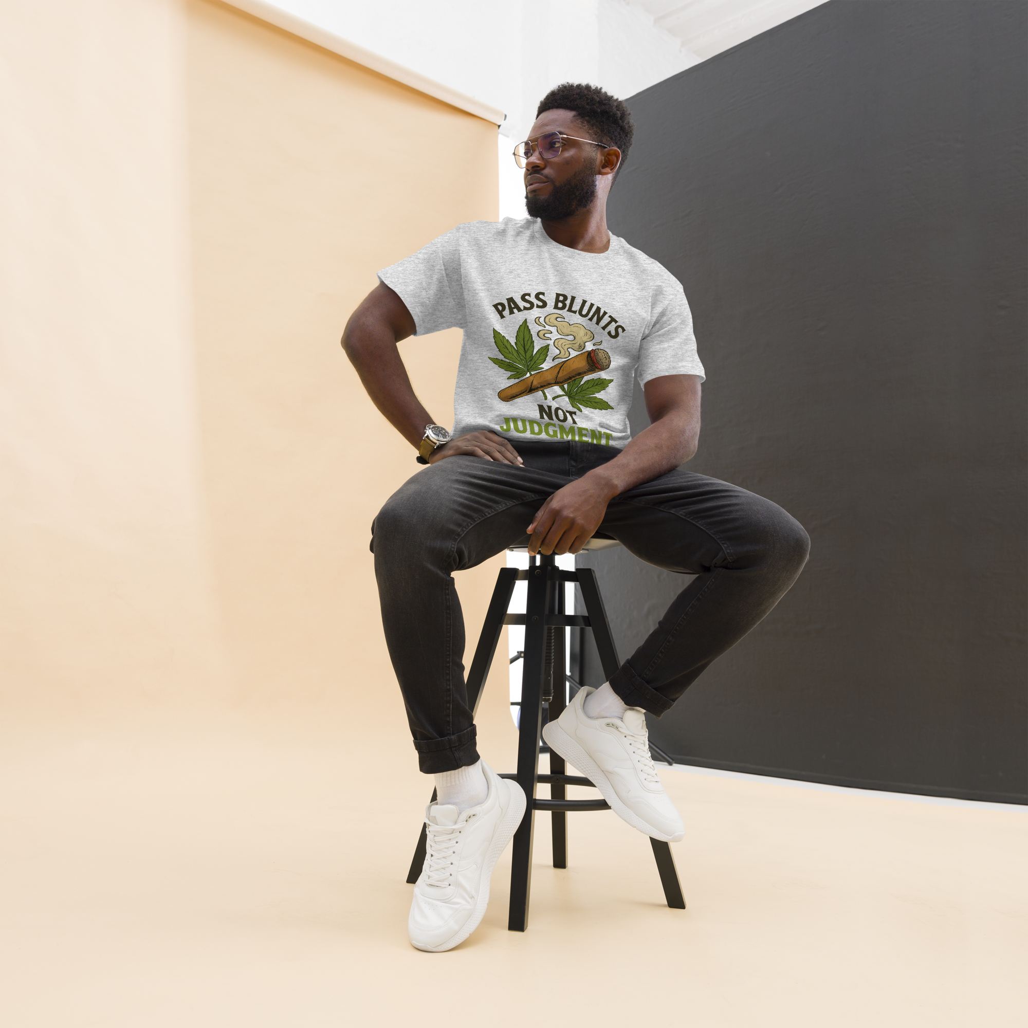 Pass Blunts, Not Judgement – Bold Cotton Cannabis Lifestyle Shirt, 420 Streetwear Graphic Tee, Weed Advocacy Urban Apparel with Stoner Humor