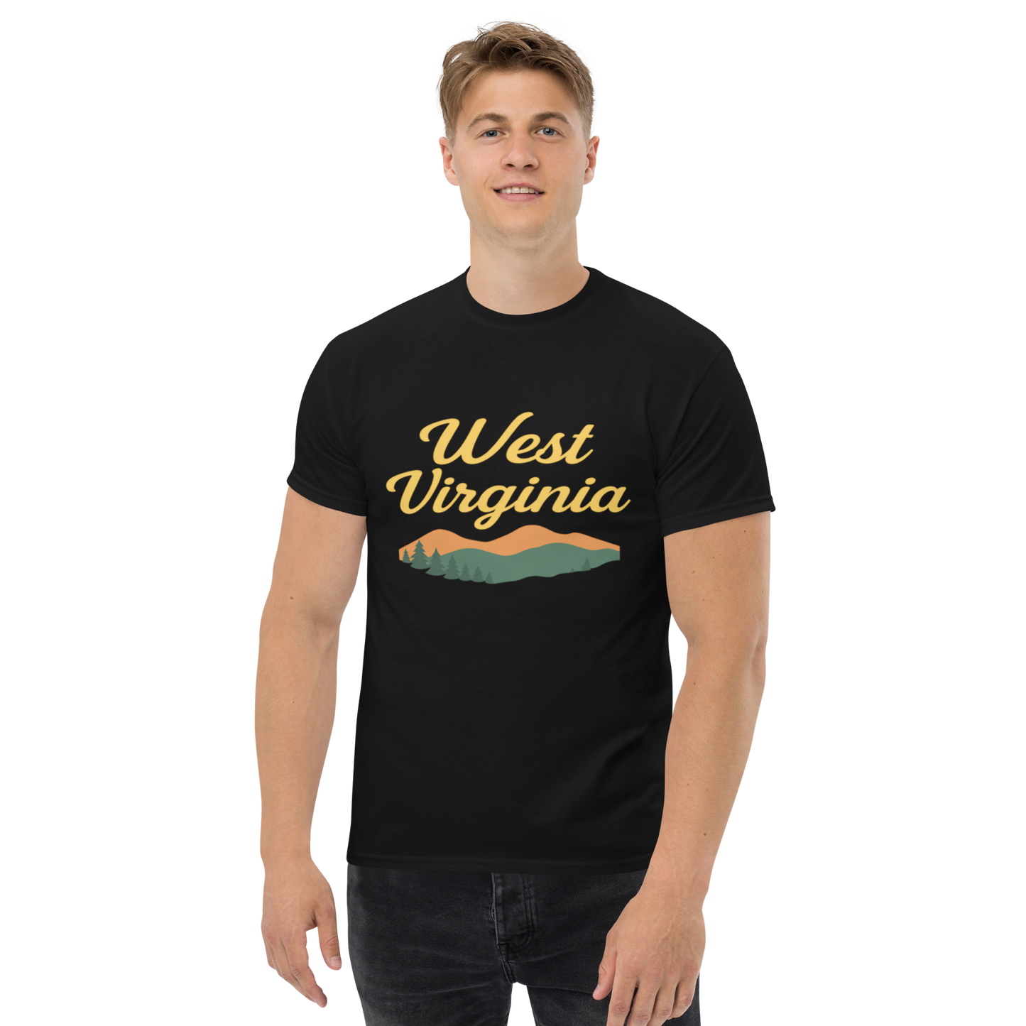 West Virginia – Retro Cotton Travel Shirt, Appalachian Mountain Graphic Tee, Nature-Inspired State Souvenir Apparel for Outdoor Adventure Lovers