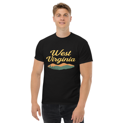 West Virginia – Retro Cotton Travel Shirt, Appalachian Mountain Graphic Tee, Nature-Inspired State Souvenir Apparel for Outdoor Adventure Lovers