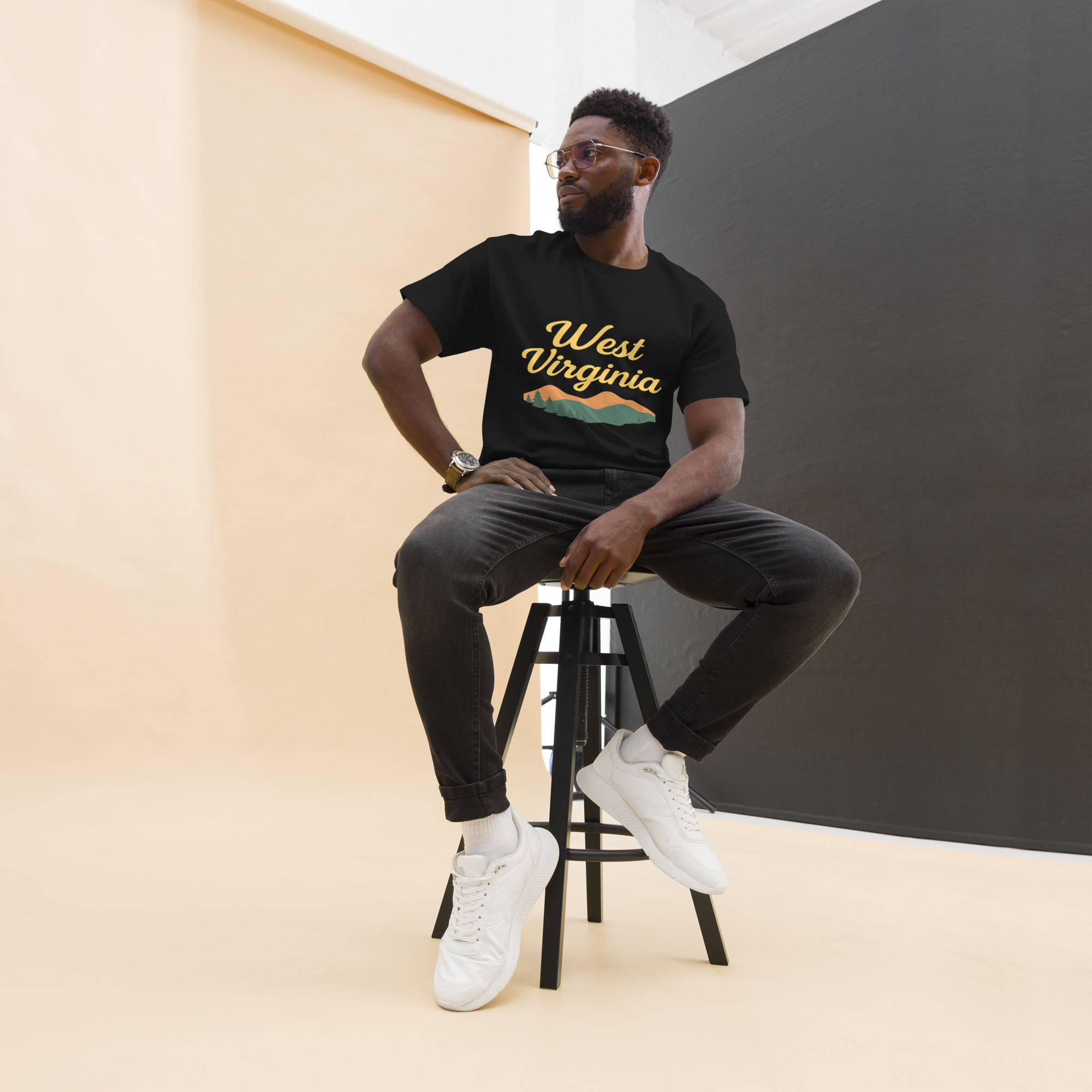 West Virginia – Retro Cotton Travel Shirt, Appalachian Mountain Graphic Tee, Nature-Inspired State Souvenir Apparel for Outdoor Adventure Lovers