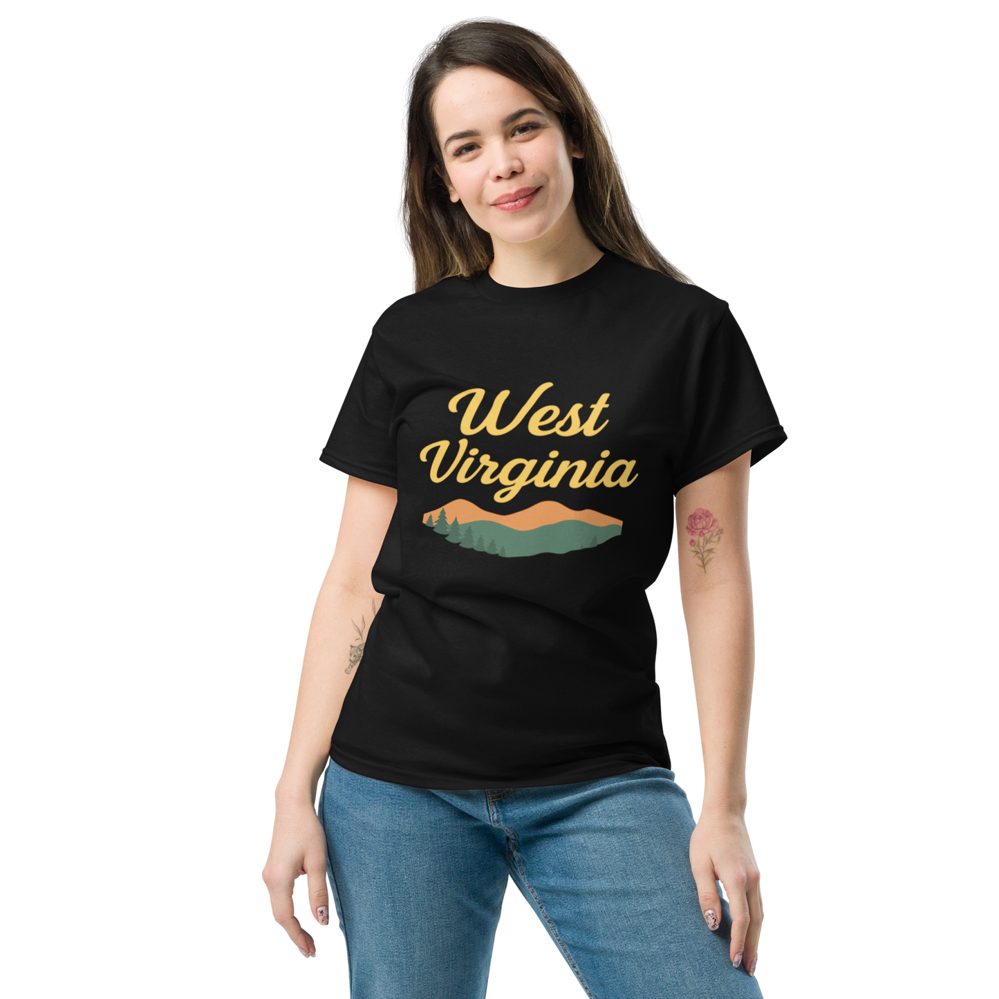 West Virginia – Retro Cotton Travel Shirt, Appalachian Mountain Graphic Tee, Nature-Inspired State Souvenir Apparel for Outdoor Adventure Lovers