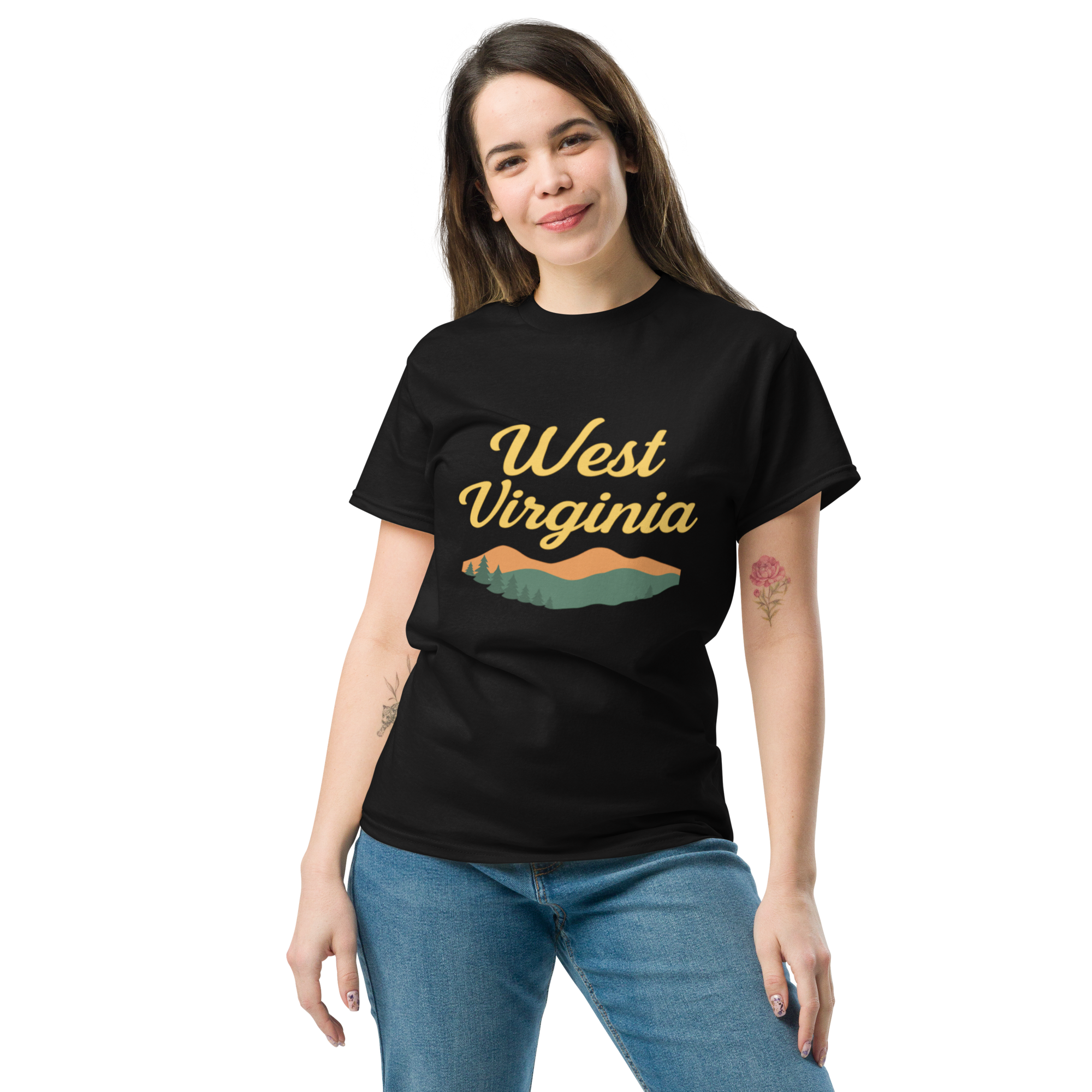 West Virginia – Retro Cotton Travel Shirt, Appalachian Mountain Graphic Tee, Nature-Inspired State Souvenir Apparel for Outdoor Adventure Lovers