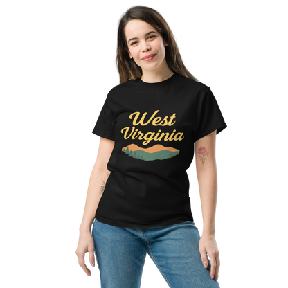 West Virginia – Retro Cotton Travel Shirt, Appalachian Mountain Graphic Tee, Nature-Inspired State Souvenir Apparel for Outdoor Adventure Lovers