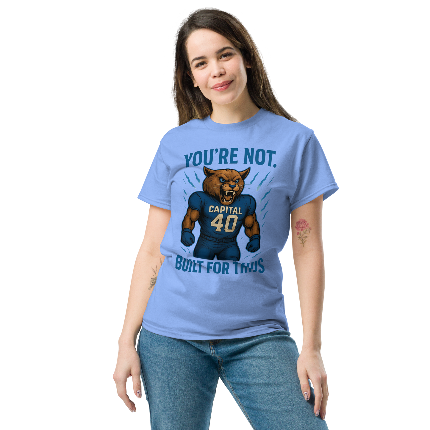 You're Not Built For This – Cotton Motivational Unisex Shirt, Bold Pride Graphic Tee for Athletes & Fans, Capital High Game Day Cougar Mascot Apparel, West Virginia