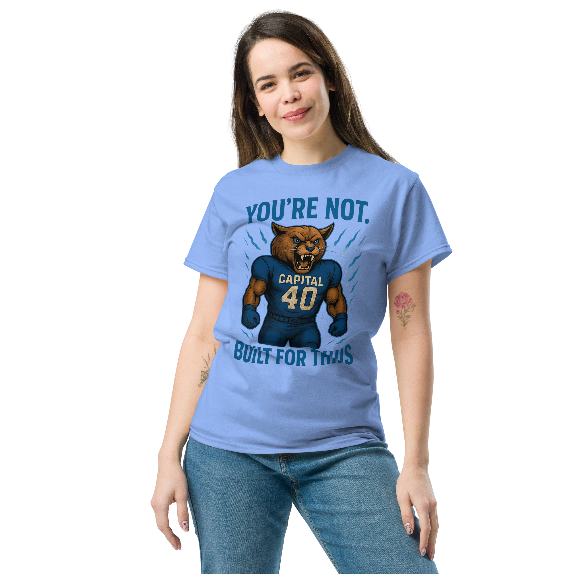 You're Not Built For This – Cotton Motivational Unisex Shirt, Bold Pride Graphic Tee for Athletes & Fans, Capital High Game Day Cougar Mascot Apparel, West Virginia
