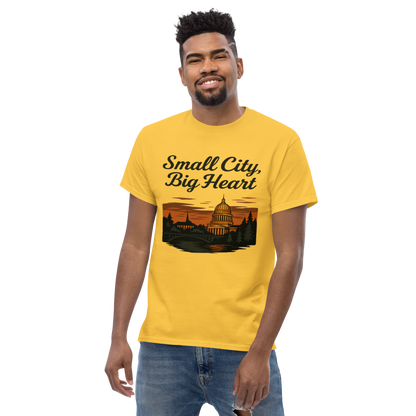 Small City, Big Heart – Charleston West Virginia Cotton Shirt for Locals, Appalachian Skyline Graphic Tee, Hometown Pride Apparel for Men and Women