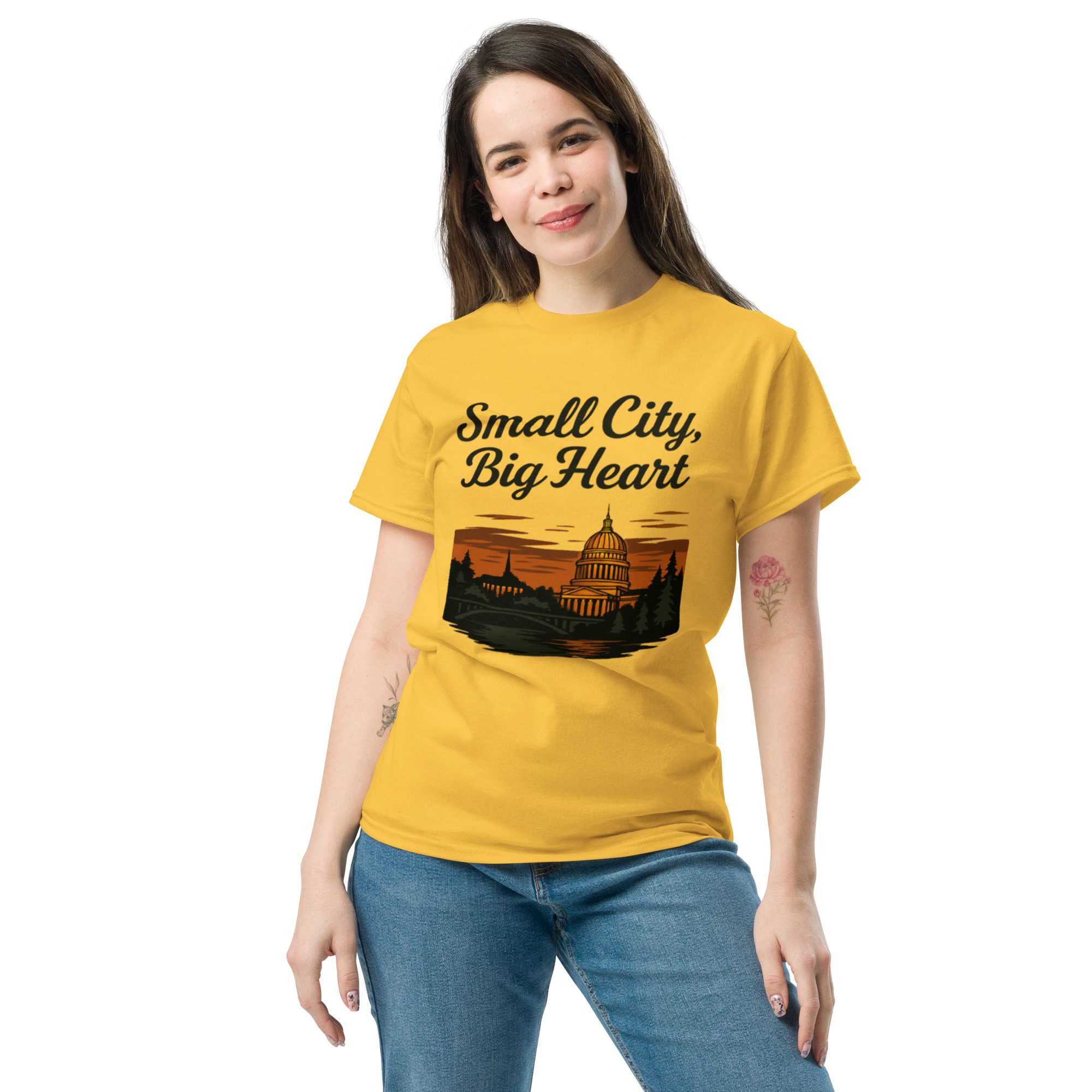 Small City, Big Heart – Charleston West Virginia Cotton Shirt for Locals, Appalachian Skyline Graphic Tee, Hometown Pride Apparel for Men and Women