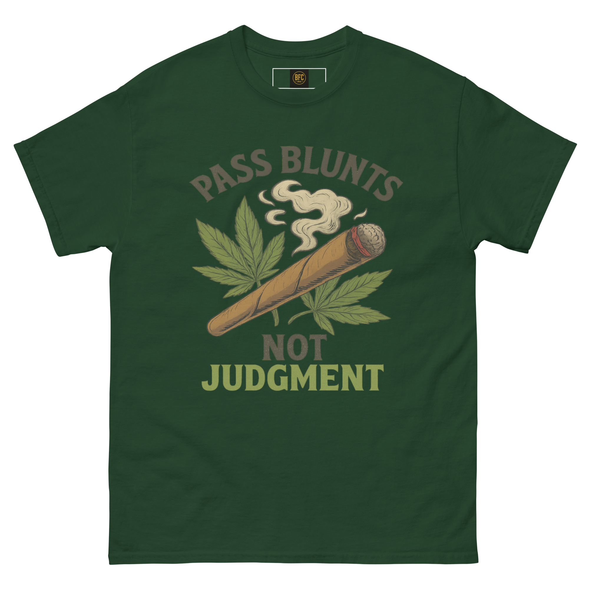 Pass Blunts, Not Judgement – Bold Cotton Cannabis Lifestyle Shirt, 420 Streetwear Graphic Tee, Weed Advocacy Urban Apparel with Stoner Humor