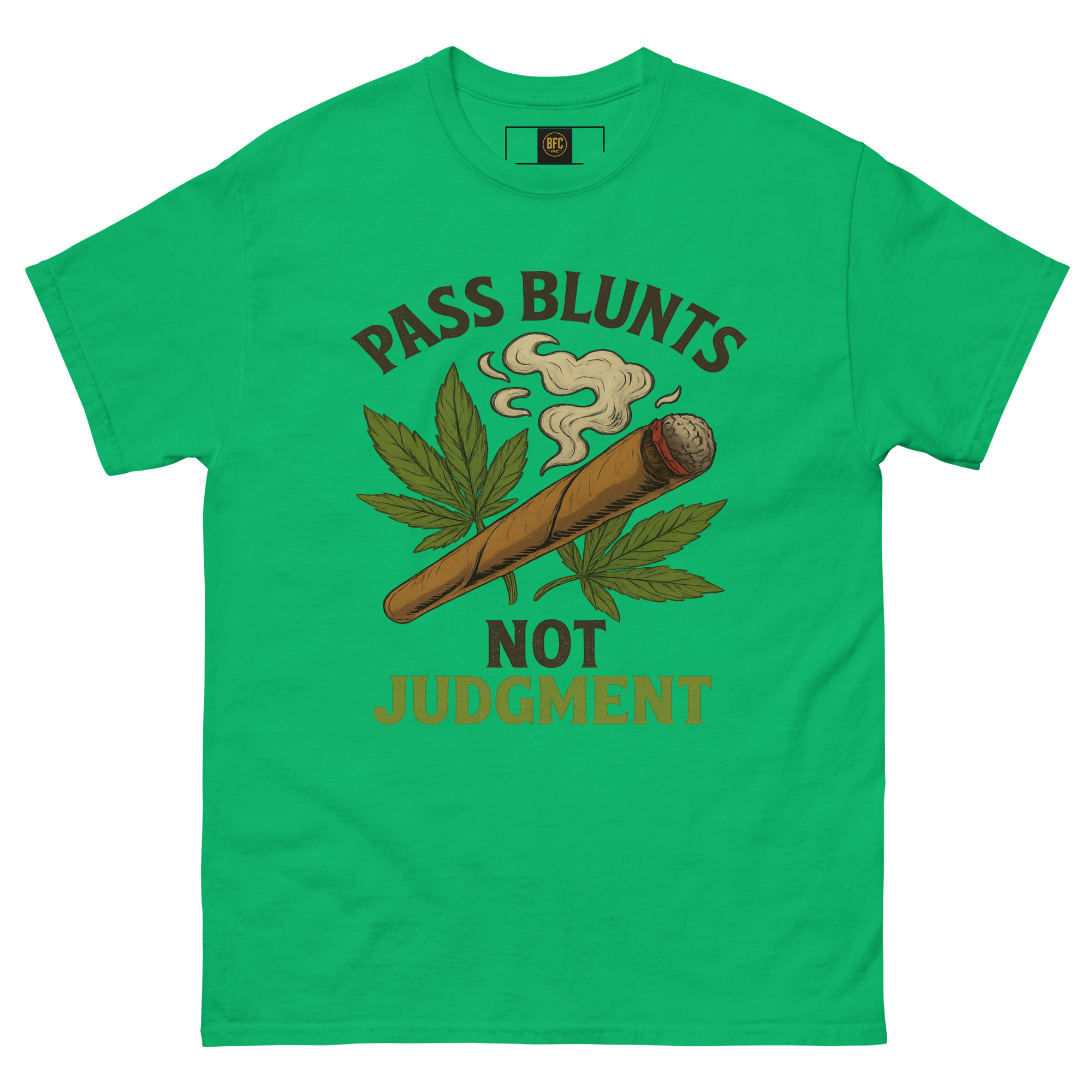 Pass Blunts, Not Judgement – Bold Cotton Cannabis Lifestyle Shirt, 420 Streetwear Graphic Tee, Weed Advocacy Urban Apparel with Stoner Humor