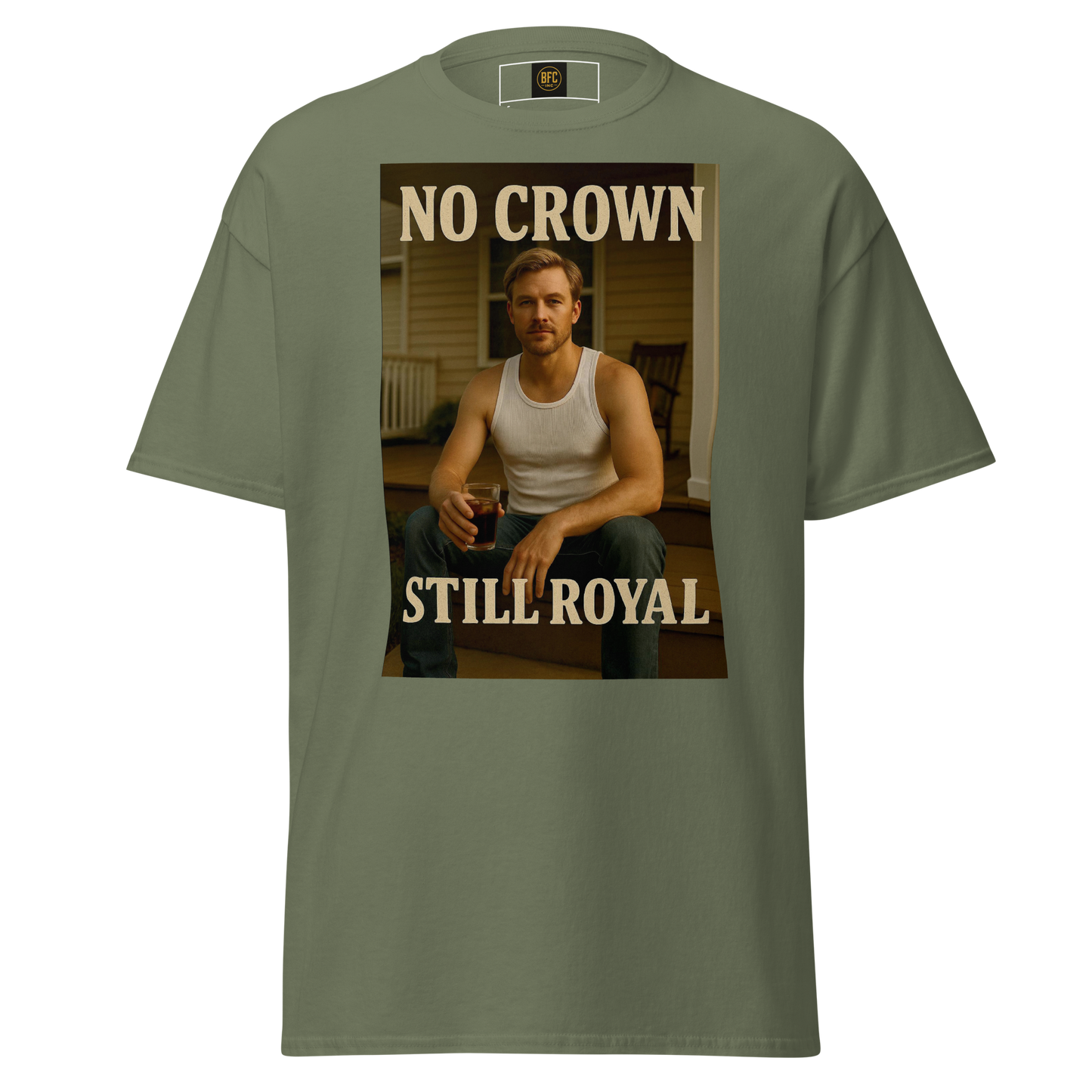 No Crown, Still Royal (Gym Savage) – Rugged Cotton T-Shirt for Men, Gritty Streetwear with Blue Collar Style, Laid-Back Graphic Tee for Everyday Confidence and Realness