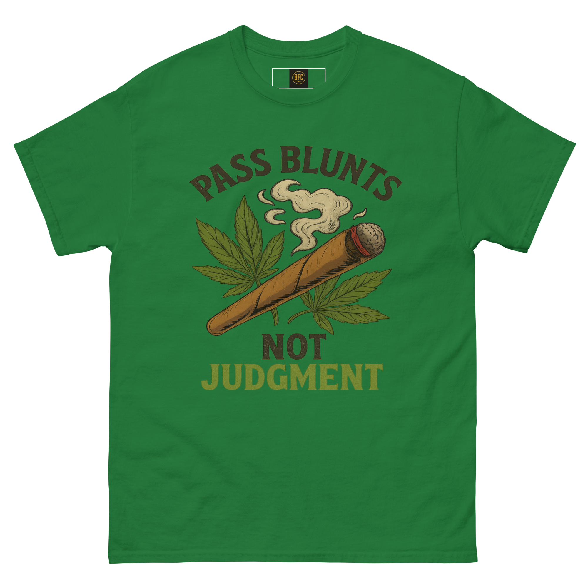 Pass Blunts, Not Judgement – Bold Cotton Cannabis Lifestyle Shirt, 420 Streetwear Graphic Tee, Weed Advocacy Urban Apparel with Stoner Humor