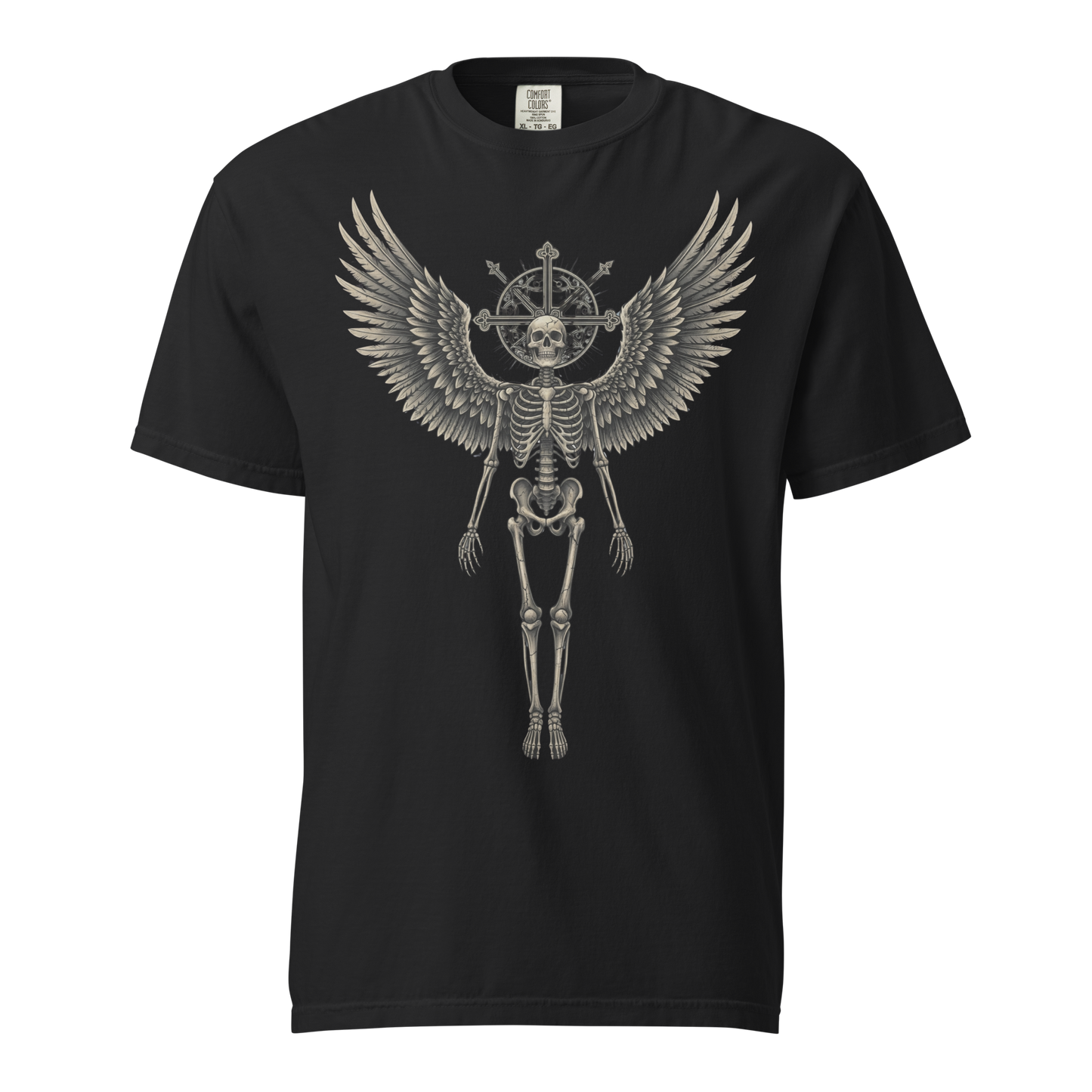 Grave to Glory – Garment-Dyed Heavyweight Cotton T-Shirt for Men and Women, Vintage Angel of Resilience Graphic Tee, Streetwear for Pain to Power Transformation and Rebel Soul Style