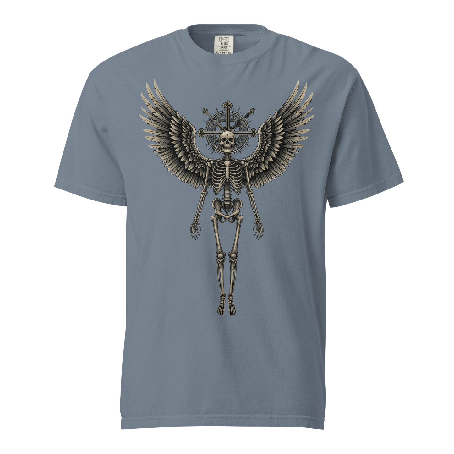 Grave to Glory – Garment-Dyed Heavyweight Cotton T-Shirt for Men and Women, Vintage Angel of Resilience Graphic Tee, Streetwear for Pain to Power Transformation and Rebel Soul Style
