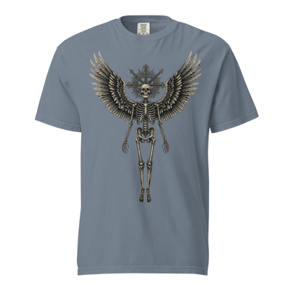 Grave to Glory – Garment-Dyed Heavyweight Cotton T-Shirt for Men and Women, Vintage Angel of Resilience Graphic Tee, Streetwear for Pain to Power Transformation and Rebel Soul Style