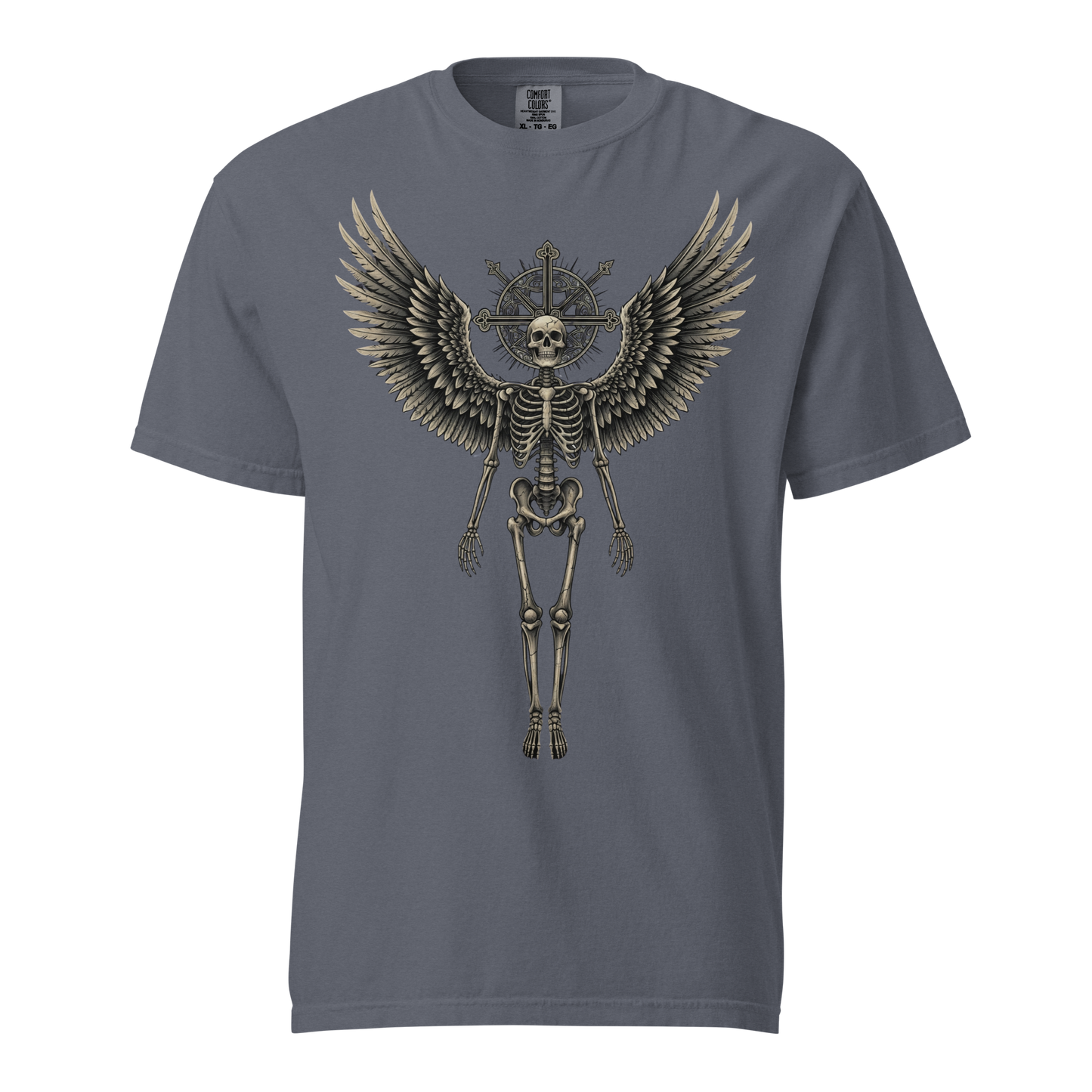 Grave to Glory – Garment-Dyed Heavyweight Cotton T-Shirt for Men and Women, Vintage Angel of Resilience Graphic Tee, Streetwear for Pain to Power Transformation and Rebel Soul Style
