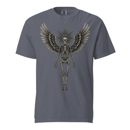 Grave to Glory – Garment-Dyed Heavyweight Cotton T-Shirt for Men and Women, Vintage Angel of Resilience Graphic Tee, Streetwear for Pain to Power Transformation and Rebel Soul Style