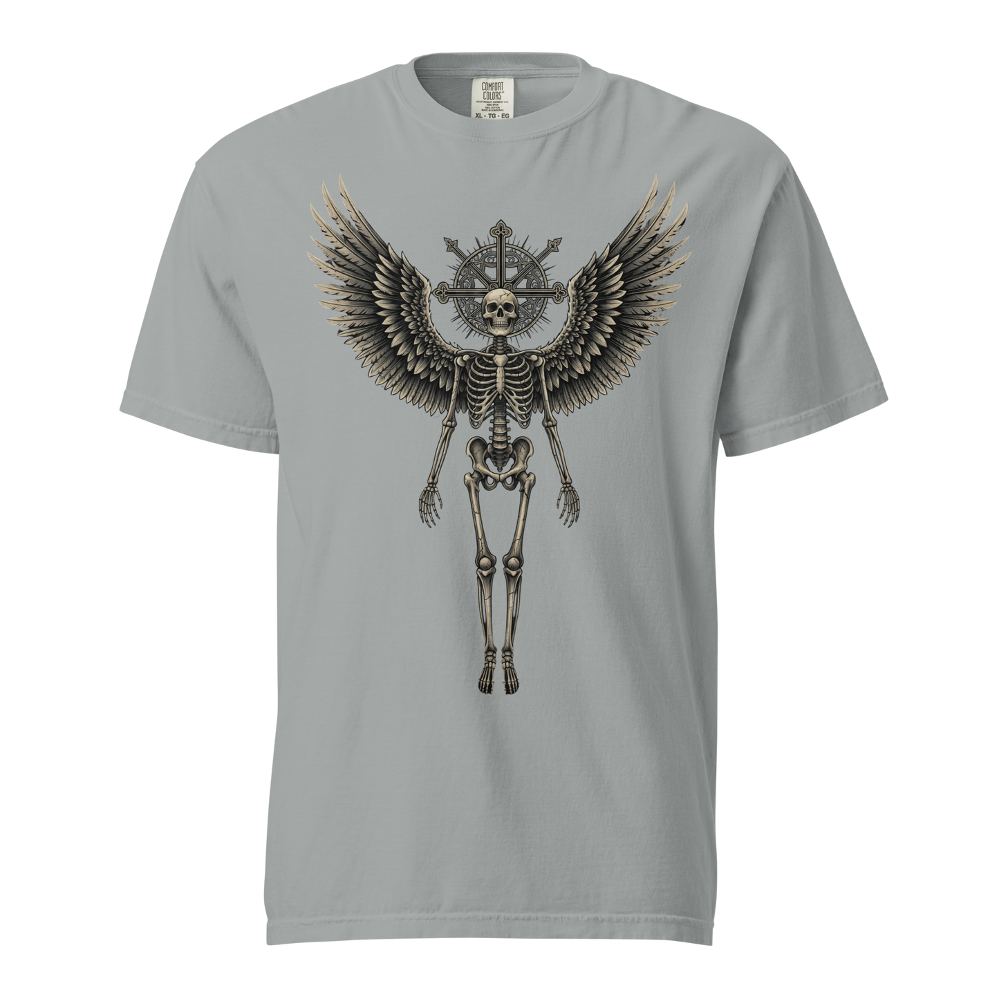Grave to Glory – Garment-Dyed Heavyweight Cotton T-Shirt for Men and Women, Vintage Angel of Resilience Graphic Tee, Streetwear for Pain to Power Transformation and Rebel Soul Style
