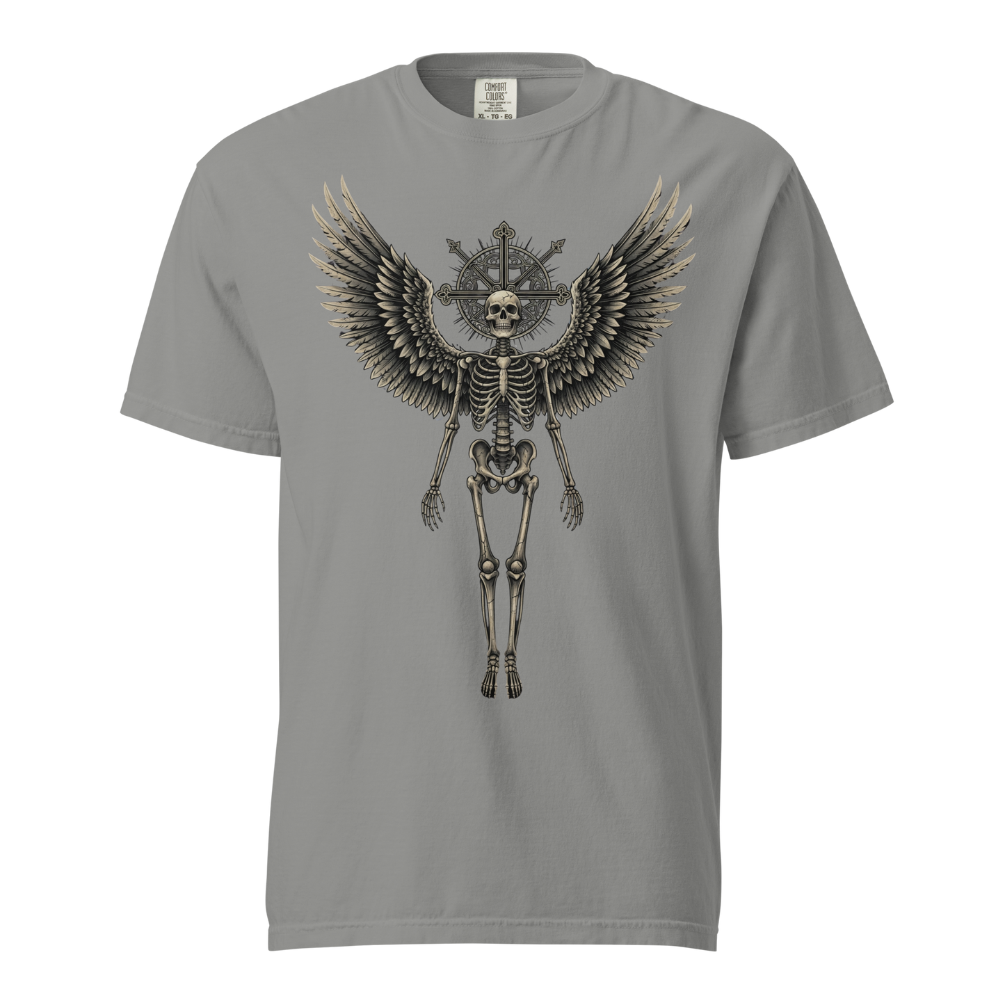 Grave to Glory – Garment-Dyed Heavyweight Cotton T-Shirt for Men and Women, Vintage Angel of Resilience Graphic Tee, Streetwear for Pain to Power Transformation and Rebel Soul Style