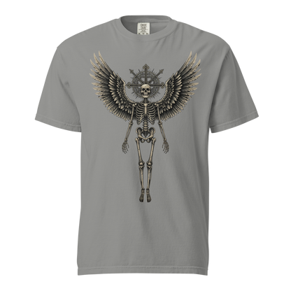Grave to Glory – Garment-Dyed Heavyweight Cotton T-Shirt for Men and Women, Vintage Angel of Resilience Graphic Tee, Streetwear for Pain to Power Transformation and Rebel Soul Style