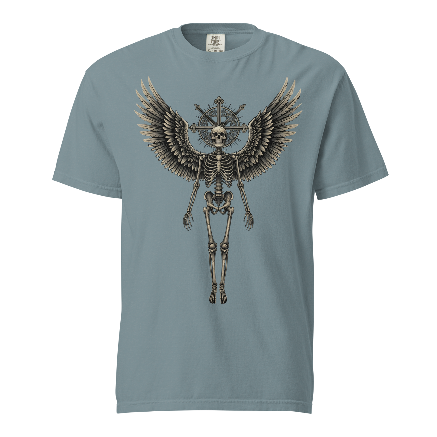 Grave to Glory – Garment-Dyed Heavyweight Cotton T-Shirt for Men and Women, Vintage Angel of Resilience Graphic Tee, Streetwear for Pain to Power Transformation and Rebel Soul Style