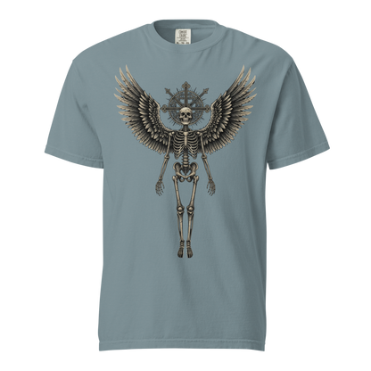 Grave to Glory – Garment-Dyed Heavyweight Cotton T-Shirt for Men and Women, Vintage Angel of Resilience Graphic Tee, Streetwear for Pain to Power Transformation and Rebel Soul Style