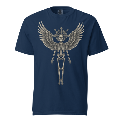 Grave to Glory – Garment-Dyed Heavyweight Cotton T-Shirt for Men and Women, Vintage Angel of Resilience Graphic Tee, Streetwear for Pain to Power Transformation and Rebel Soul Style