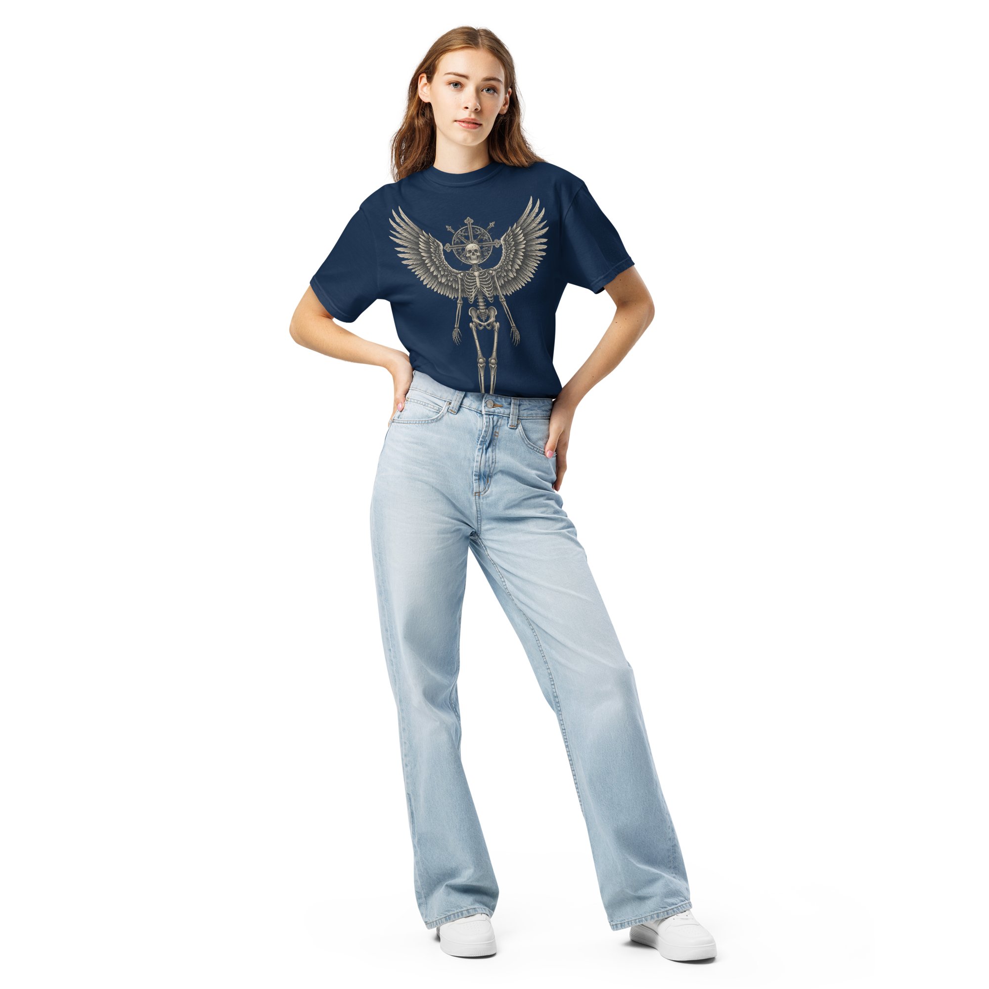 Grave to Glory – Garment-Dyed Heavyweight Cotton T-Shirt for Men and Women, Vintage Angel of Resilience Graphic Tee, Streetwear for Pain to Power Transformation and Rebel Soul Style