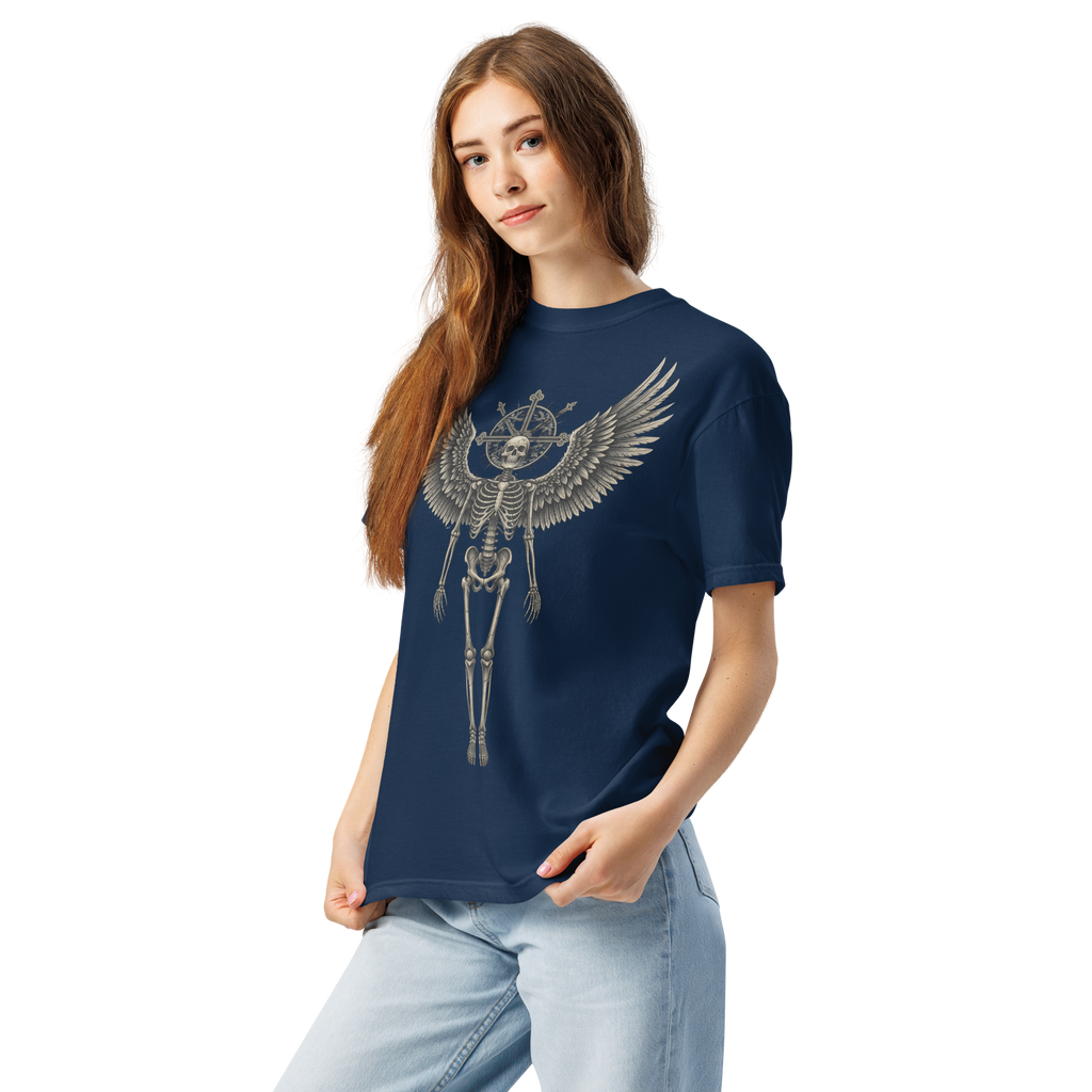 Grave to Glory – Garment-Dyed Heavyweight Cotton T-Shirt for Men and Women, Vintage Angel of Resilience Graphic Tee, Streetwear for Pain to Power Transformation and Rebel Soul Style