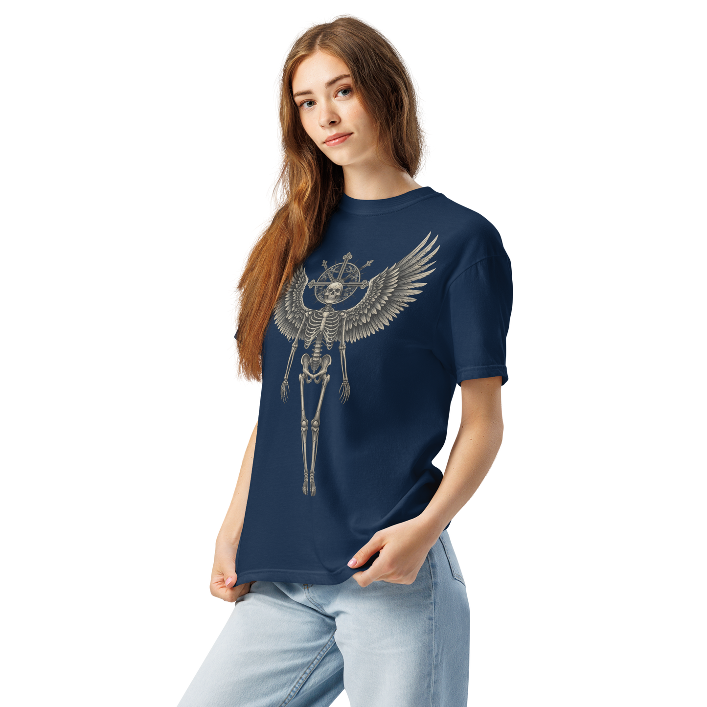 Grave to Glory – Garment-Dyed Heavyweight Cotton T-Shirt for Men and Women, Vintage Angel of Resilience Graphic Tee, Streetwear for Pain to Power Transformation and Rebel Soul Style