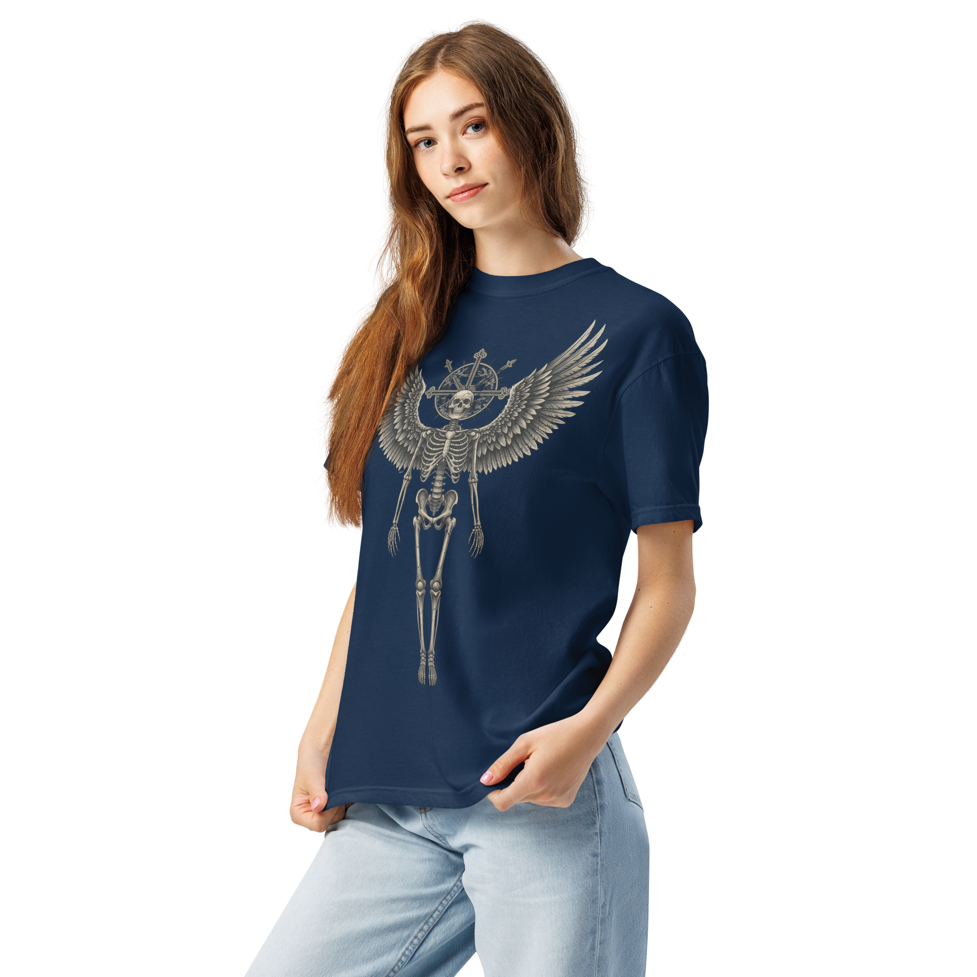 Grave to Glory – Garment-Dyed Heavyweight Cotton T-Shirt for Men and Women, Vintage Angel of Resilience Graphic Tee, Streetwear for Pain to Power Transformation and Rebel Soul Style