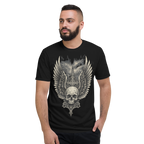 Wings of the Fallen – Thick Cotton Short-Sleeve T-Shirt for Men and Women, Skull and Wings Graphic Tee with Warrior Mindset, Gothic Streetwear for Storm Survivors and Fighter Spirits