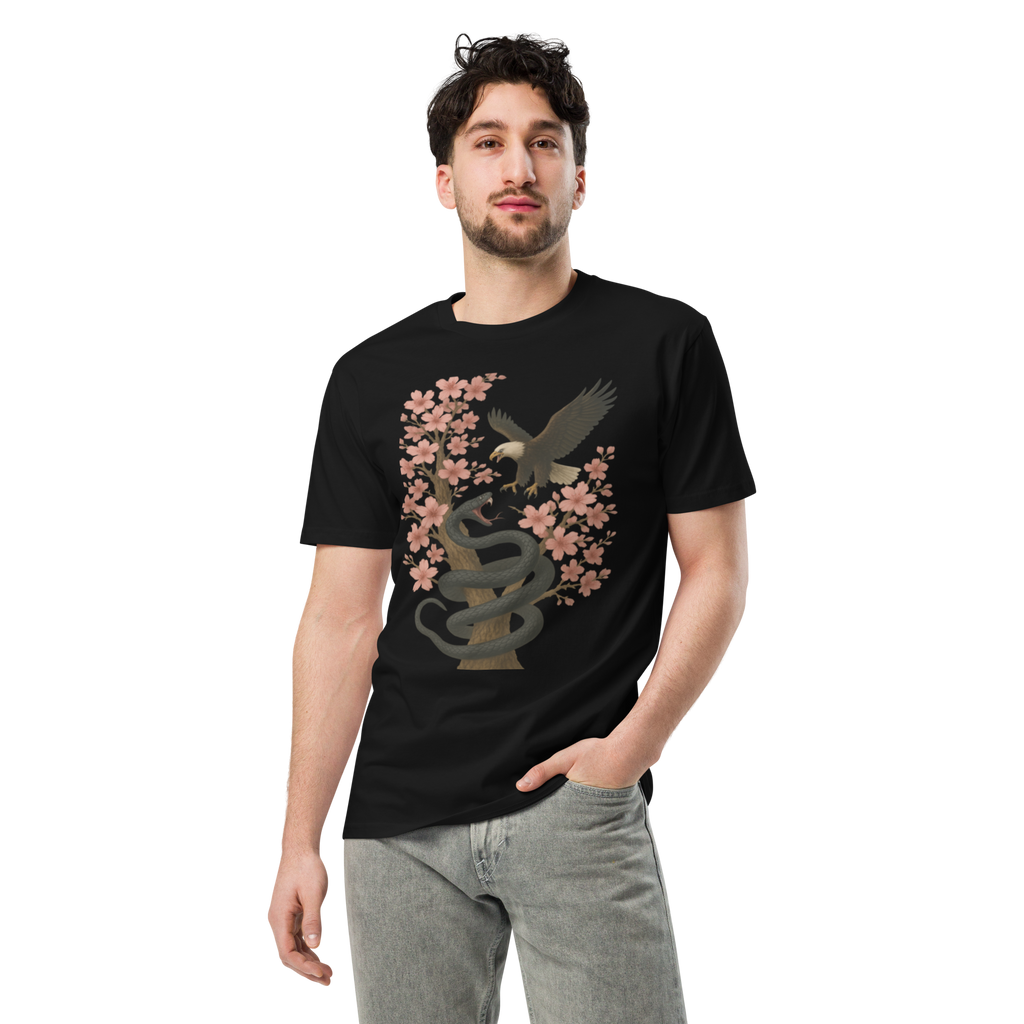 Serpent Way of the Wise – Graphic Tee for Men and Women, Eagle and Snake Symbolic Streetwear, Tattoo-Inspired Apparel with Philosophical Design