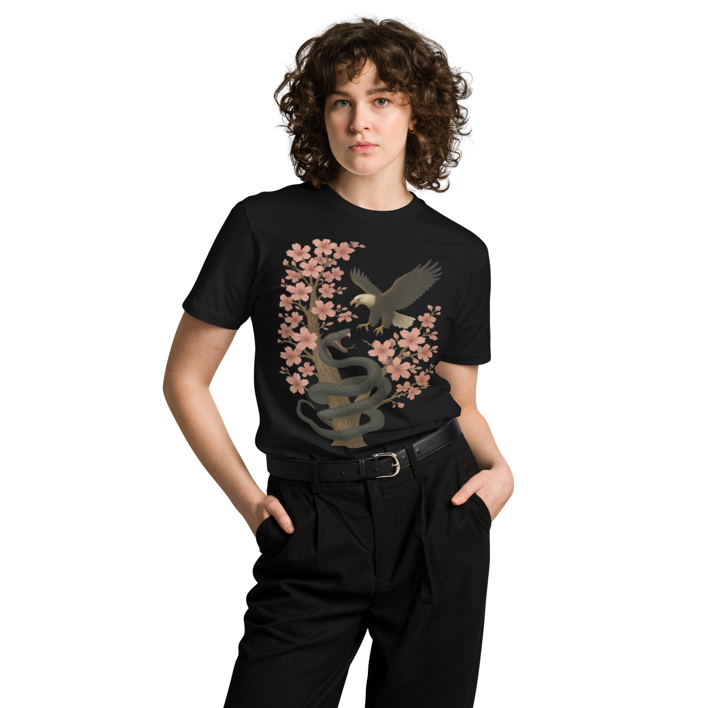 Serpent Way of the Wise – Graphic Tee for Men and Women, Eagle and Snake Symbolic Streetwear, Tattoo-Inspired Apparel with Philosophical Design