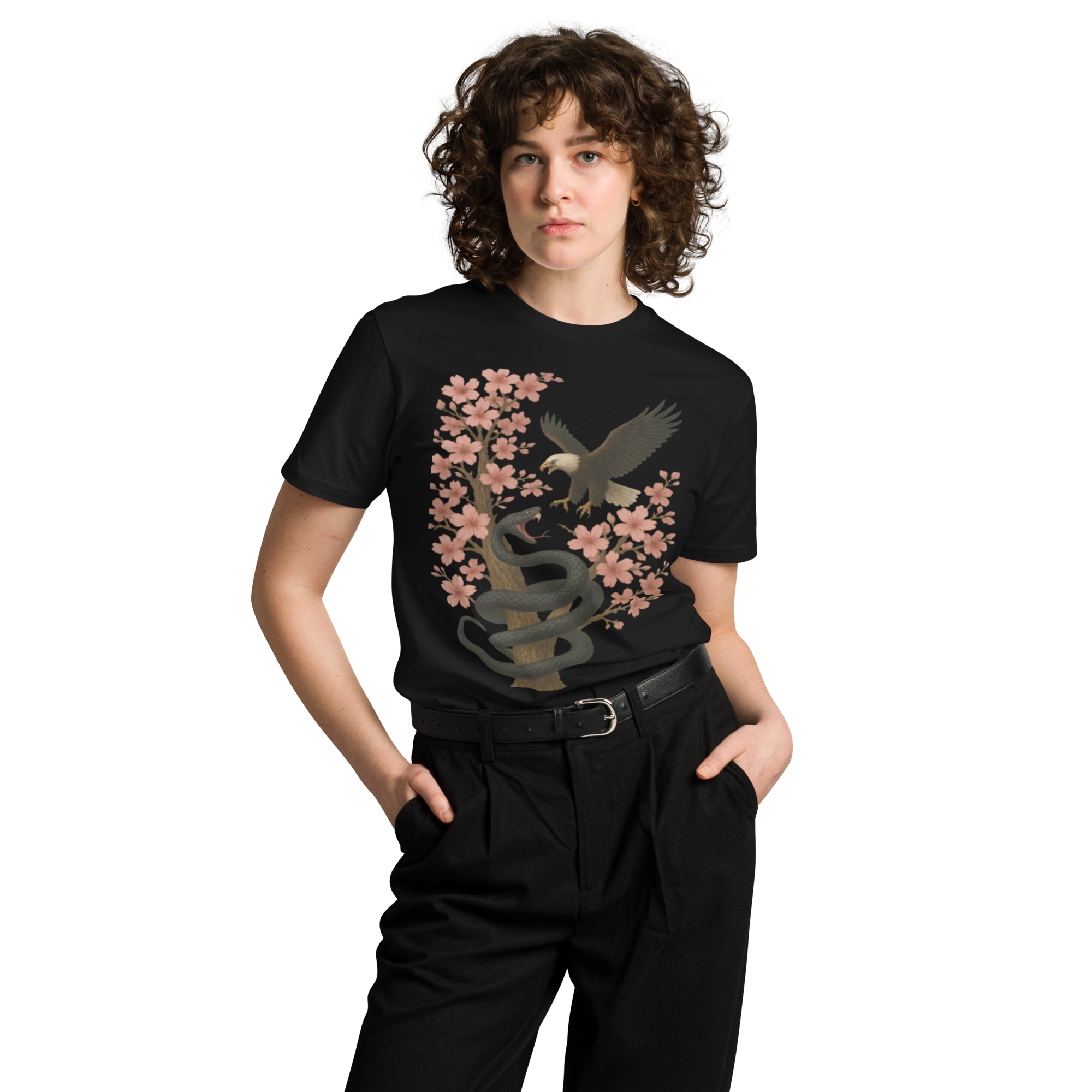 Serpent Way of the Wise – Graphic Tee for Men and Women, Eagle and Snake Symbolic Streetwear, Tattoo-Inspired Apparel with Philosophical Design