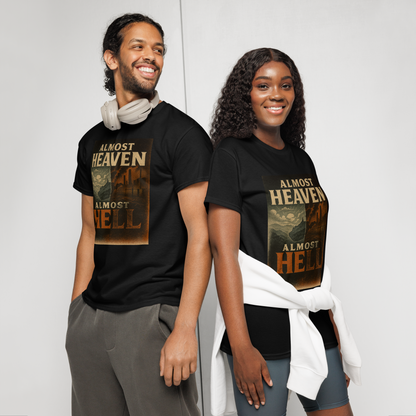 Almost Heaven, Almost Hell – West Virginia Cotton Statement Shirt, Freedom vs. Confinement Streetwear for Activists, Urban Justice Graphic Tee for Men and Women