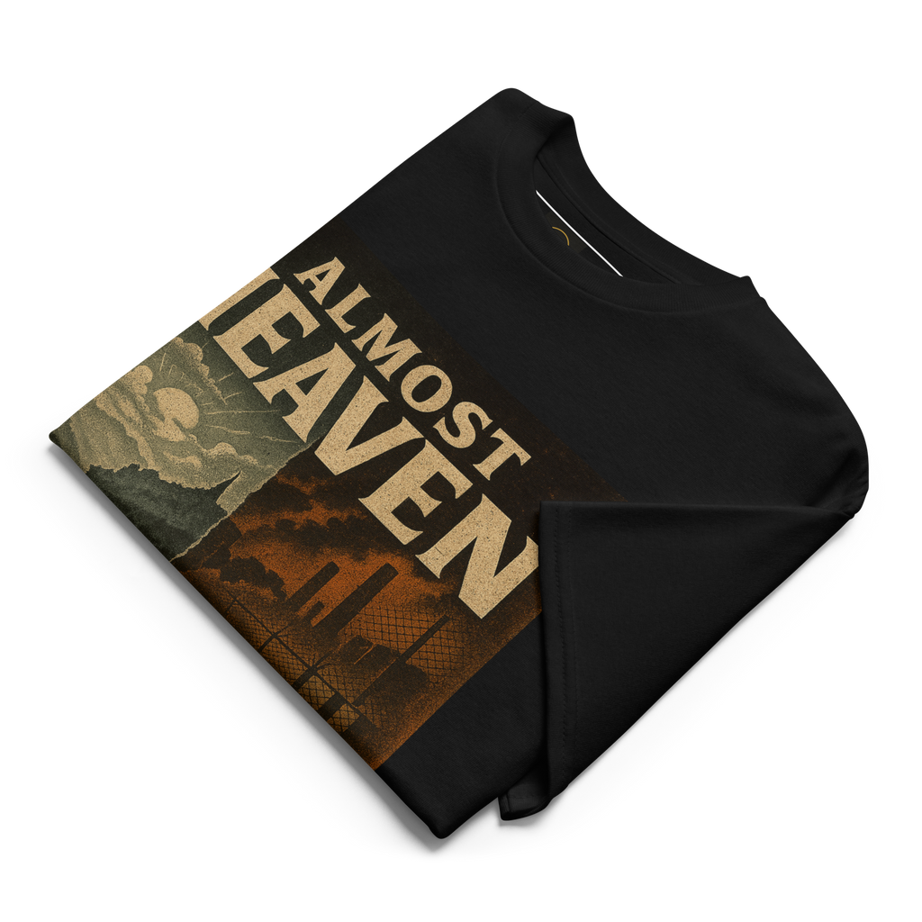 Almost Heaven, Almost Hell – West Virginia Cotton Statement Shirt, Freedom vs. Confinement Streetwear for Activists, Urban Justice Graphic Tee for Men and Women