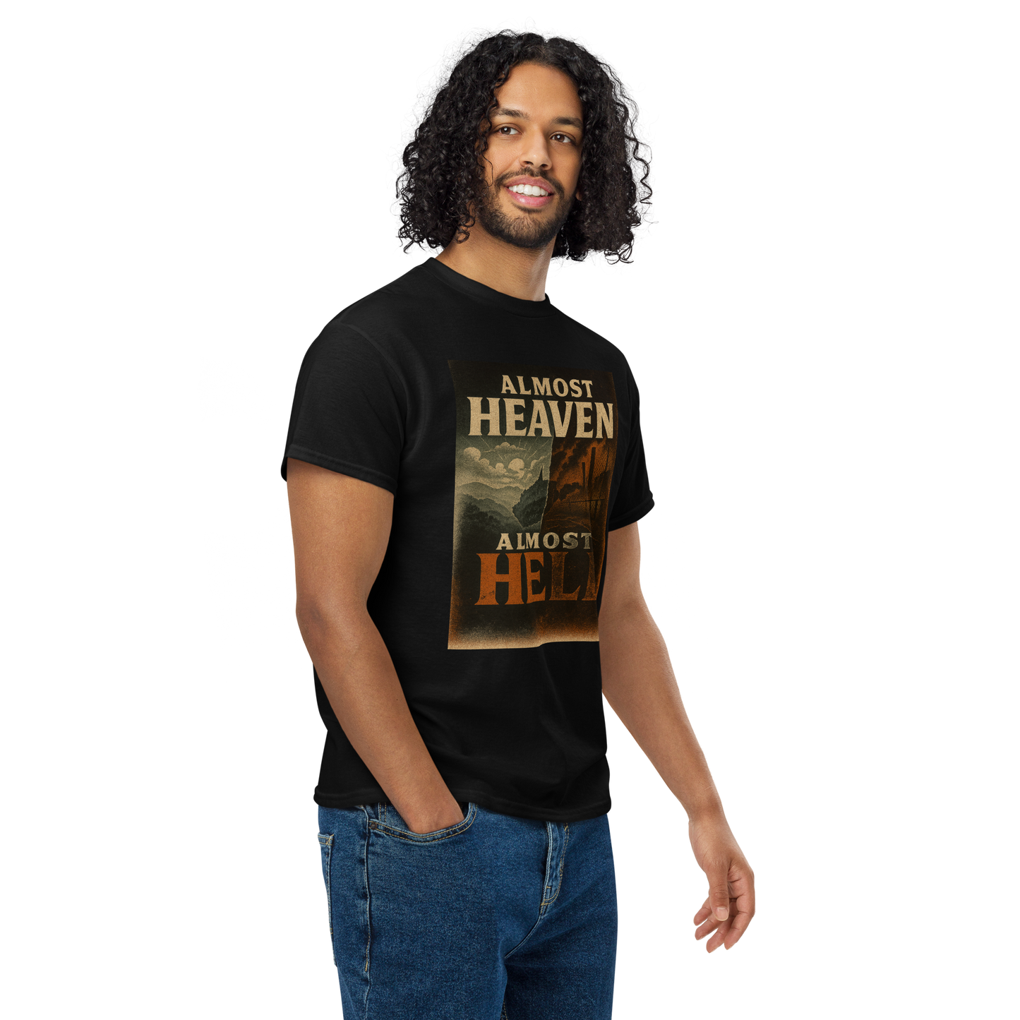 Almost Heaven, Almost Hell – West Virginia Cotton Statement Shirt, Freedom vs. Confinement Streetwear for Activists, Urban Justice Graphic Tee for Men and Women